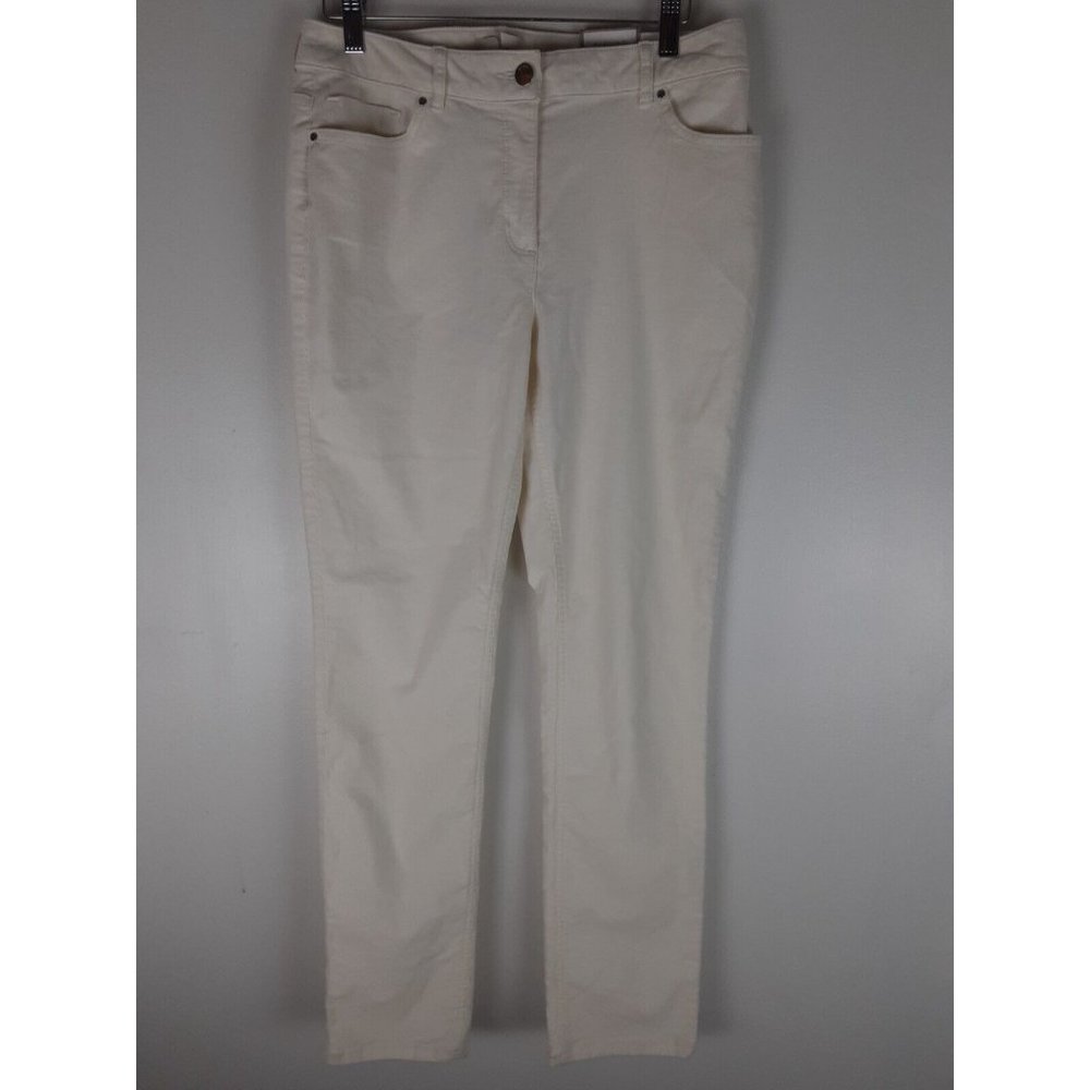 Chicos Womens Ivory White Ultimate Fit Slim Leg Corduroy Jeans Mid Rise S
